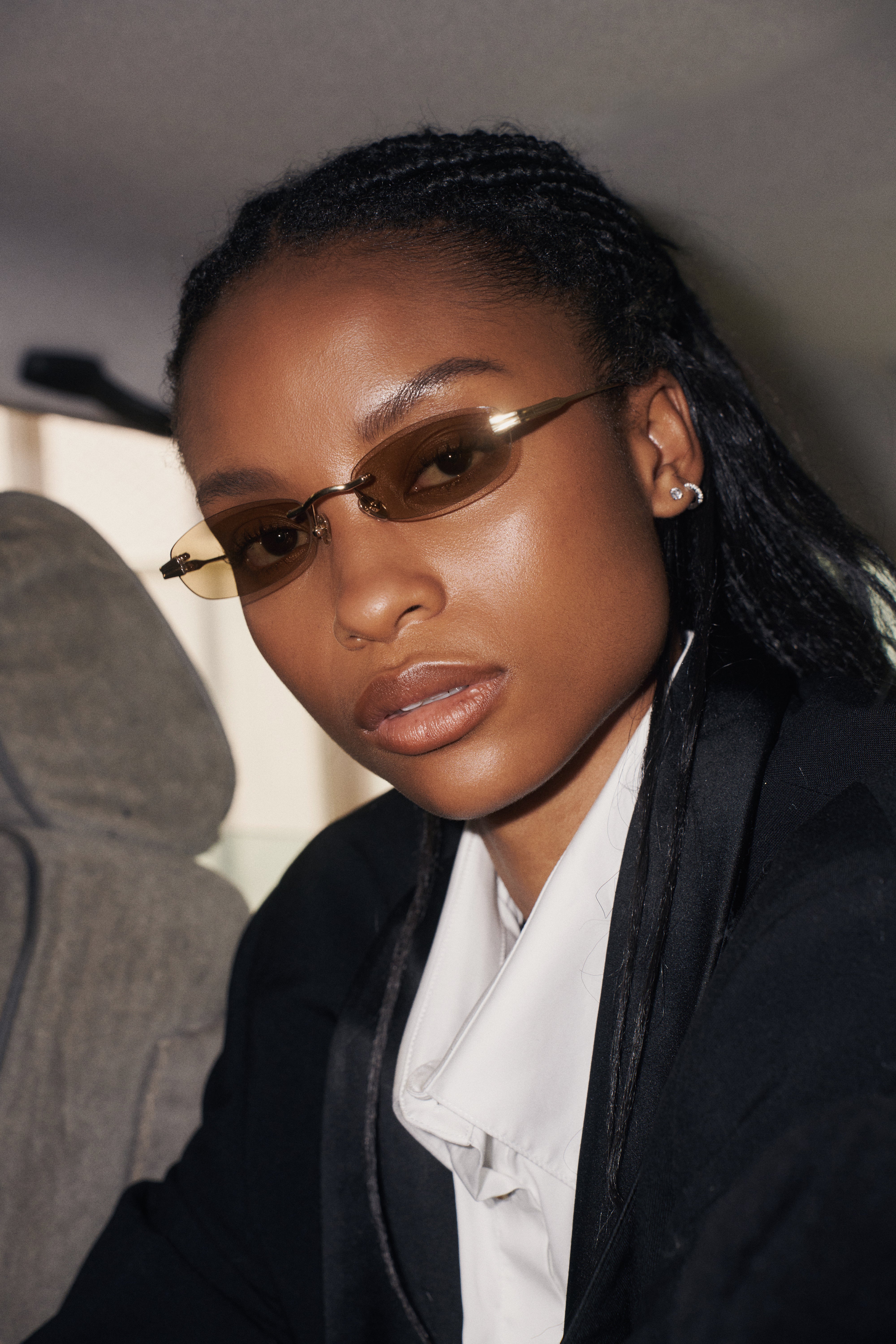 Shevoke オーバル ブラック ブラウンレンズ Rue Olive Slim Oval Sunglasses - Shevoke Australia